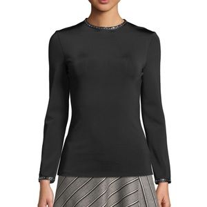 Helmut Lang Studded Top w Leather Trim